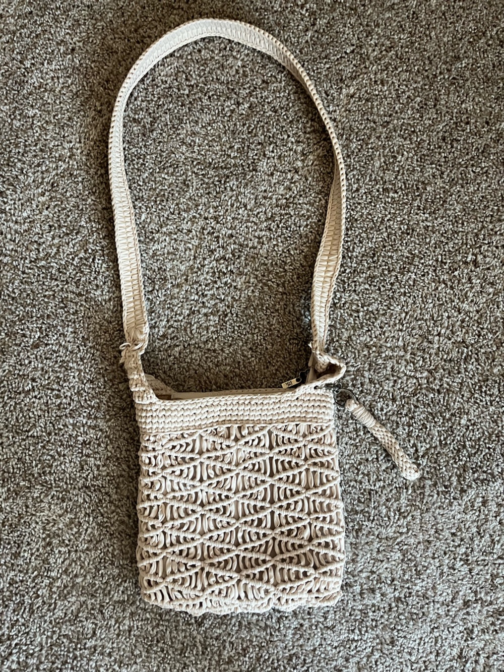 The Sak Cream Woven Crossbody Bag with Braided Strap